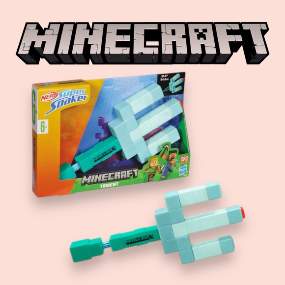 Nerf Super Soaker Minecraft Trident Water Blaster Toy - Picture 1 of 11